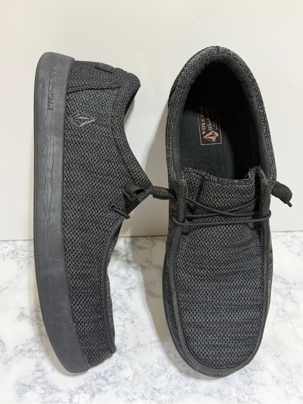 Men's Volcom Composite Toe black canvas Slip-On Moc Toe Work Shoe VM30802 11.5